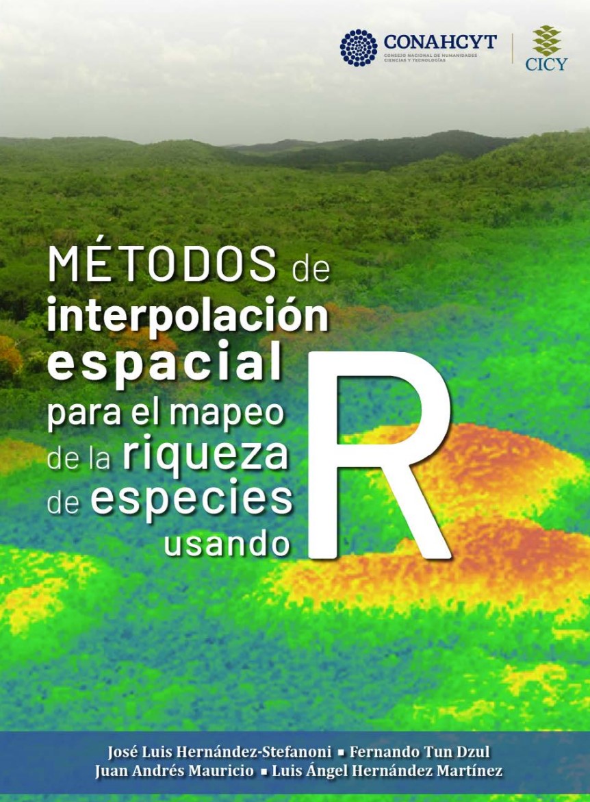 Portada del libro «Métodos de interpolación espacial para el mapeo de la riqueza de especies usando R»